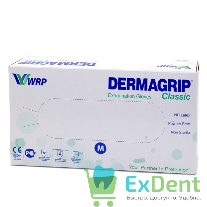 Перчатки Dermagrip M, латексные, неопудренные, нестерильные, смотровые (100 шт) - фото 13465