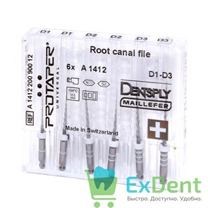 ProTaper (ПроТейпер) машинный D1-D3, 16/18/22мм, Dentsply для перелечивания, блистер (6 шт)