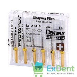 ProTaper (ПроТейпер) машинный SХ, 19 мм, Dentsply, для лечения сложных случаев, блистер (6 шт)